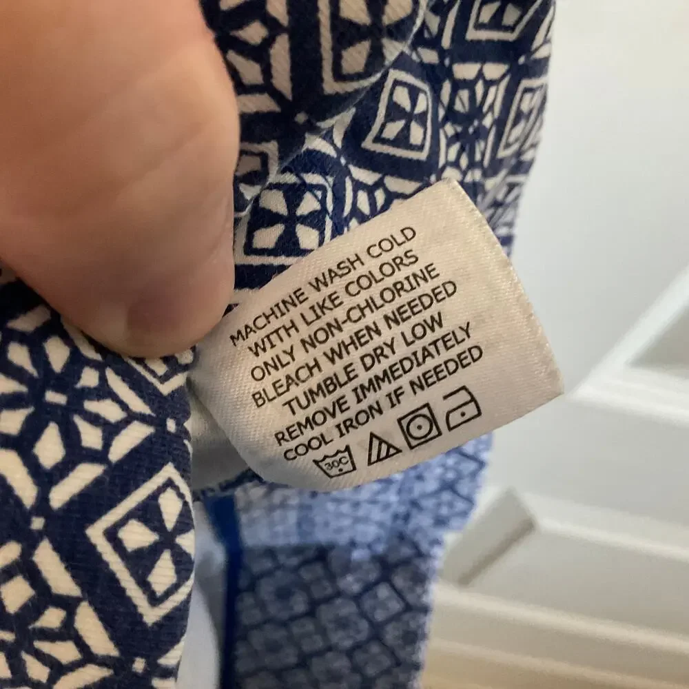 Coolibar UPF 50+ Blue Printed Matiz‎ Ruched Capris - Size Small